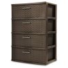 Sterilite 4 Drawer Wide Weave Tower Cement - Espresso