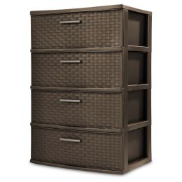 Sterilite 4 Drawer Wide Weave Tower Cement - Espresso