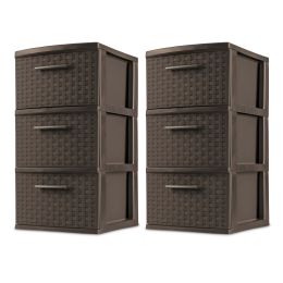 Sterilite 3 Drawer Weave Tower Plastic, Espresso, Set of 2 - Espresso