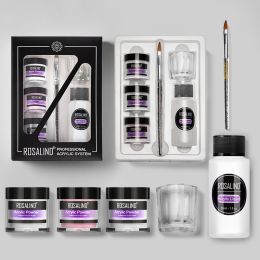 Nail Powder Acrylic System Kit Professional Nail Art Tool Set Contain Glass Cup Acrylic Liquid Extention Carving Manicure - 6pcs/set