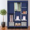 71" Portable Closet Wardrobe Clothes Rack Storage Organizer with Shelf Navy RT - Navy