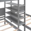 Twin XL over Twin&Twin Bunk Bed with Built-in Four Shelves and Ladder - Gray