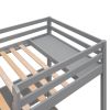 Twin XL over Twin&Twin Bunk Bed with Built-in Four Shelves and Ladder - Gray