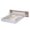 Queen Size Platform Bed with Headboard, Drawers, Shelves, USB Ports and Sockets - White