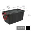 40 Gallon Wheeled Industrial Tote Plastic, Black, Set of 2 - Black - 6