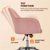 Velvet Mid-Back Task Chair with Armrests, Gray - Pink