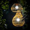 Solar Powered Wicker Pendant Light with Remote Control, Brown - Brown