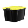 20 Gallon Black Plastic Black Latches Yellow Lid Tote Set of 6 - Set of 6