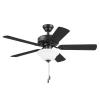 44" Black Traditional LED Ceiling Fan with 5 Blades, Light Kit, Pull Chains & Reverse Airflow - Black