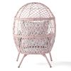 Kid's Ventura Outdoor Pink Wicker Stationary Egg Chair - Pink