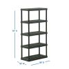 5 Tier 18"x 36"x70.2" Ventilated Plastic Wall Shelf Unit, 750lb Capacity, Black - Black