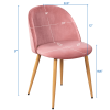 Velvet Dining Chairs with Wood Legs, Set of 2, Aqua - Pink