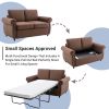 57.5" Orisfur Pull Out Sofa Bed Loveseat Sleeper with Twin Size Memory Mattress for Living Room Spaces, Brown - as Pic