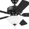 44" Black Traditional LED Ceiling Fan with 5 Blades, Light Kit, Pull Chains & Reverse Airflow - Black