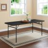 6 Foot Bi-Fold Plastic Folding Table, Black - Black