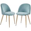 Velvet Dining Chairs with Wood Legs, Set of 2, Aqua - Aqua