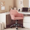 Velvet Mid-Back Task Chair with Armrests, Gray - Pink