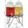 Hammered Glass Double Beverage Drink Dispenser On Stand With Leak Free Spigot, 1 Gallon Each - Glass