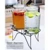 Hammered Glass Double Beverage Drink Dispenser On Stand With Leak Free Spigot, 1 Gallon Each - Glass