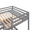 Full XL over Twin&Twin Bunk Bed with Built-in Four Shelves and Ladder - Gray