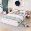 Queen Size Platform Bed with Headboard, Drawers, Shelves, USB Ports and Sockets - White