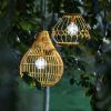 Solar Powered Wicker Pendant Light with Remote Control, Brown - Brown