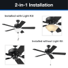 44" Black Traditional LED Ceiling Fan with 5 Blades, Light Kit, Pull Chains & Reverse Airflow - Black