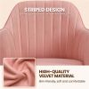 Velvet Mid-Back Task Chair with Armrests, Gray - Pink