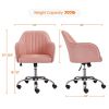 Velvet Mid-Back Task Chair with Armrests, Gray - Pink