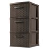 3 Drawer Weave Tower Plastic, White, Set of 2 - Espresso