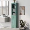 Tall Bathroom Cabinet, Freestanding Storage Cabinet with Drawer, MDF Board, Adjustable Shelf, Green - as Pic